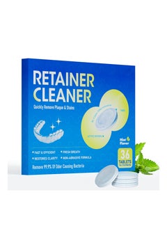 Buy Denture Cleaning Tablets with Retainer 36PCS 1 Months Supply Cleansing for Night Mouth Guard False Teeth Removes Odors Stains Plaque Mint Flaver in UAE