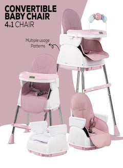 Buy Baby chair 4 in 1 Portable Dining Table Height Adjustable Foldable Baby Chair with Tray in UAE