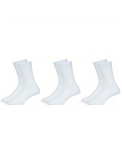 Buy Elegant Men's Socks Pack/Set of 3, (White Colour), Cotton Solid/Plain Regular/Full/Mid-Calf/Crew Length Socks in UAE