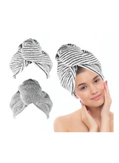 Buy 2 Pcs Microfiber Hair Towel Wrap Hair Turban Towel Soft and Anti Frizz Head Towel Super Absorbent Hair Drying Towel with Buttons Fasten Salon Dry Hair Hat for Women Girls in Saudi Arabia