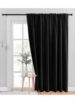 اشتري Room Divider Blackout Thermal Insulated Wide Curtain for Bedroom Dining Studio Office Black 200x240cm في السعودية