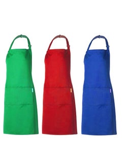 Buy 3-Piece Different Colour Cooking Apron With Adjustable Neck Belt in UAE