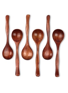 اشتري 6pcs Small Wooden Spoons - 6.3 Inch Ellipse-Shaped Honey Spoons - Perfect for Stirring and Serving - Mini Table Spoons for Jars and Condiments - Smooth Wooden Spoons for Eating في الامارات