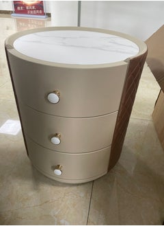 Buy Nightstand with Drawer Round Bedroom Nightstand with 3 Drawers Fully Assembled Nightstand Storage Unit Sintered Stone-top Side End Table for Living Room in Saudi Arabia