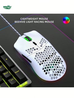 اشتري HXSJ Wired Game Mouse Mouse Mouse RGB Light-Emitting Macro Programming Game Mouse 6 Keys Ergonomic Ultralight Mouse 6400DPI في السعودية