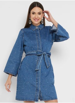 اشتري Denim Tie Detail Dress في الامارات