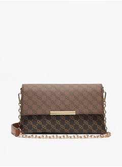 اشتري Women's Monogram Print Crossbody with Magnetic Closure and Chain Strap في السعودية