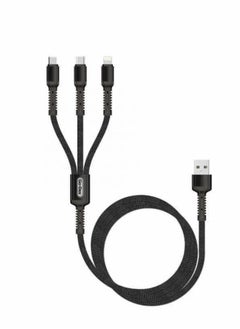 Buy 3 in 1 USB Quick Fast Charging Multiple Cables iphone android type-C Black in Saudi Arabia