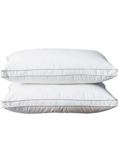 Buy Duck Feather Filling With White Cotton Cover Soft Pillow Set Of 2 Pcs Size 48 * 74 Cm H012 in Saudi Arabia