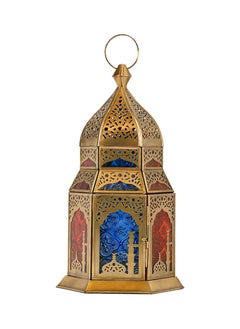 Buy HilalFul Maghreb Red And Blue Glass Decorative Candle Holder Lantern | For Home Decor in Eid, Ramadan, Wedding | Living Room, Bedroom, Indoor, Outdoor Decoration | Islamic Themed | Moroccan in UAE