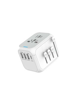 Buy Worldwide Travel Adapter with Type C USB A Port, All-in-one Universal Plug Adapter latest self-resetting fuse International Power Adapter with 3 USB And 1 Type-C for USA EU UK AUS in Egypt