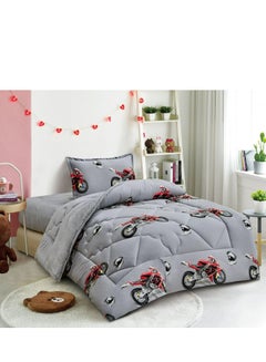 Buy Winter Children's Bed Sheet 3 Pieces Two Sides Quilted and Velvet Drawings170x220 cm in Saudi Arabia