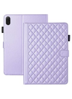 Buy Case for Honor Pad X8a 11.0 inch, Rhombus Pattern PU Leather Multiple Viewing Angles Stand Slim Folio Cover (Purple) in Saudi Arabia