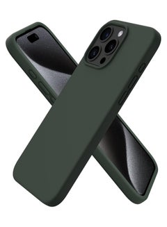Buy Compatible with iPhone 15 Pro Max Case 6.7 Inch Slim Liquid Silicone 4 Layers Soft Gel Rubber Shockproof Protective Phone Case with Anti Scratch Microfiber Lining (army Green) in Egypt