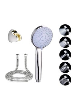 Buy Shower Head Set - 5 Spray Settings - 8 Inches Handheld Showerhead with 60 Inches Stainless Steel Shower Hose - Shower Bracket - High Pressure Shower Head- Useful for Hair fall, Pet and SPA in UAE