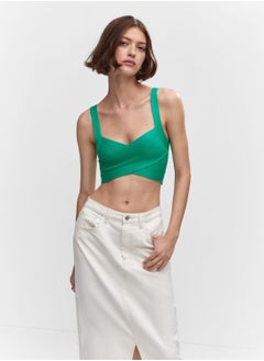 Buy Ribbed Surplice Neck Crop Top in Saudi Arabia