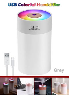 Buy H₂O Humidifiers for Bedroom, Cool Mist Humidifier for bedroom, USB Portable Desk Humidifier with Colorful lights , Quiet Ultrasonic Humidifier for Travel & home & Office & Car... (Color Grey) in UAE