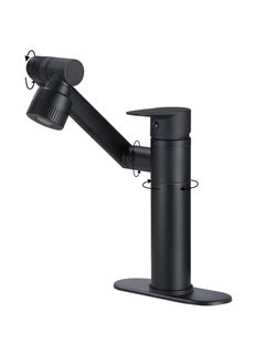 Buy 1080 Degree Swivel Faucet for Bathroom Sink, Matte Black Kitchen Faucet with Big Angle Rotate Spray Dual Function, Single Handle Vanity Faucet with Deck Plate, Lavatory Faucet in UAE