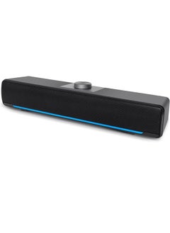 اشتري Computer Speakers, TLAXCA 2.0 Stereo USB Powered Sound Bar Speakers with Blue LED Light and 3.5 mm Aux Connection for Computer Desktop Laptop PC في السعودية