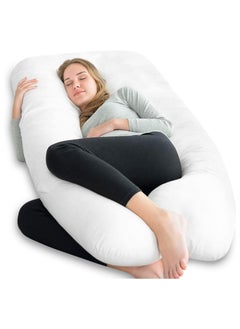 اشتري Maternity Pillow, U Shape Maternity Full Body Pillow With Zipper Removable Cover, Maternity Back, Hip, Leg, Belly Support (White-cotton) في السعودية