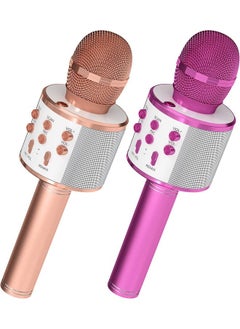 اشتري 2-Pack Wireless Bluetooth Karaoke Microphones - Portable Handheld Mic Speaker for All Ages (Rose Gold & Purple) في الامارات