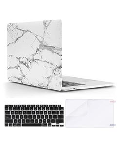 اشتري Hard Shell Case +US Layout Keypad Cover +Screen Protector Compatible for MacBook New Air 13" with Retina Display and Touch ID, Model: A2337 M1 A2179,Release,2020, 2019,2018, White Marble في الامارات