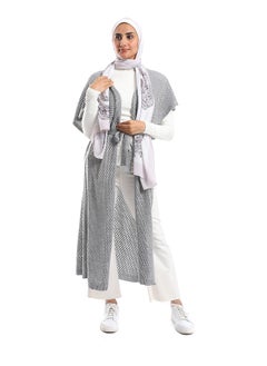 Buy Perforated Pattern Open Neckline Cardigan - Stone Grey in Egypt