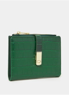 Buy Croc Textured Colorblock Bi-Fold Wallet with Zip and Flap Closure in Saudi Arabia