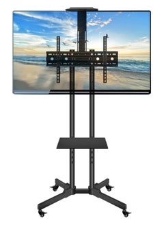 اشتري Mobile Monitor Stand with Wheels,Rolling TV Cart Floor Stand for 35-65 Inch LCD LED Flat Curved Screen TVs, Height Adjustable Portable TV Stand for Home,Office في الامارات