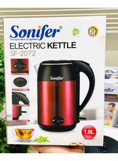 Buy Sonifer Stainless Steel Kettle 1.8L Sealed 304 - 2200W Double layer anti-scalding 3 switches Auto on switch Light switch Lid open switch Temperature controller Waterproof Rustproof 360 degree connector on power base Boil dry protection in Egypt