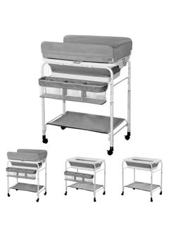 Buy 2-in-1 Portable Baby Changing Table with Baby Tub,Foldable Changing Table, Baby Changing Station with Wheels,Height Adjustable Diaper Changing Table for Infant and Newborn in Saudi Arabia