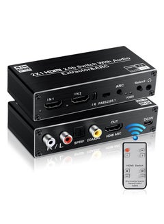 Buy HDMI Switch Splitter, 2 Input 1 Output with Remote Remote Control, Optical Toslink Spdif Coaxial Analog RCA Stereo Audio Output, Support 4K60hz, 2 Port Hdmi2.0b Switcher Box, Can Be Used to Switch Cha in Saudi Arabia