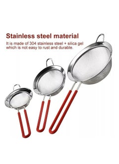 Buy Set of 3 stainless steel strainers for drinks and a sieve for flour, powder, and herbs in Egypt