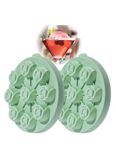 اشتري 2 Pcs Rose Flower Silicone Molds Rose Ice Cube Mold 9 Cavity Tray Mould for Make Candy Chocolate Cake Soap Rose Shape Mold Dishwasher Safe for Juice Freezer في الامارات