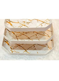 Buy Set of 3 pieces of gold marble melamine trays in Egypt