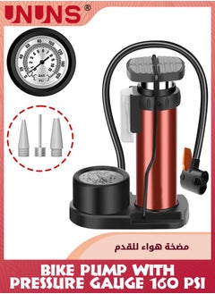 Buy Bike Pump With Pressure Gauge,160 PSI Presta Schrader Adapter Valve,Portable Foldable Bicycle Tire Pump,Aluminum Alloy Mini Air Pump,Universal Air Pumps For Balls Basketball Motorcycles Car,Red in Saudi Arabia