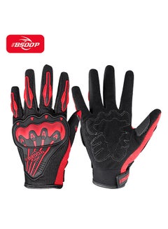 Buy Outdoor Riding Full Finger Gloves Motorcycle Anti-slip Wear-resistant Breathable Safety Protection Gloves Red Size XL in Saudi Arabia