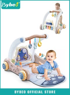 Buy 4 In 1 Baby Playmat, Infant Play Piano Gym Activity Center With Walker, Learning Walking Stroller, Tummy Time Play Mat, Baby Walker Fitness Rack With Musical Keyboard And Toys in UAE