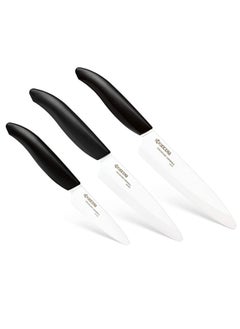 Buy Kyocera White Ceramic Chefs Serrated Paring Knife 3 Piece Knife Set for Kitchen in UAE