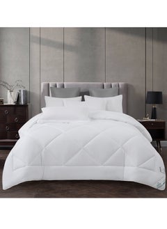 Buy Lightweight Comforter Set 4-Pcs Single Size Bed Fits(120x200 Cm)Solid Bedding Comforter Sets With Plain Diamond Quilting And Down Alternative Filling, White in Saudi Arabia