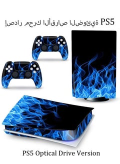 Buy Sony PS5 Controller Skins Set, Skin Wrap Decal Sticker PS5 Disk Edition, Protective Film Sticker for PS5 Blue Ghost Fire, PS5 Optical Drive Version Protective Sticker,Skin Sticker Full Cover in Saudi Arabia