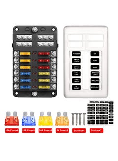 Buy 12 Way Blade Fuse Block, 12V Automotive Fuse Box Holder, Waterproof Cover with Negative Bus Fuse Panel LED Indicator for Automotive Car Truck Boat Marine RV Van in Saudi Arabia