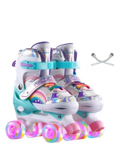 Buy Kids Adjustable Roller Skates for Girls Boys, All 8 Wheels Illuminating in Saudi Arabia