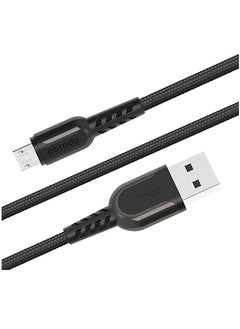 Buy Metal Braided Micro USB Cable 2.4m - Black in UAE