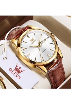 Buy Watches for Men Quartz Analog Water Resistant Leather Watch 6898 in Saudi Arabia