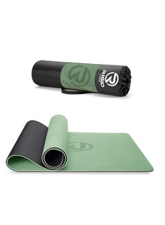 Buy Thick Yoga Mat 8mm - Knees Supportive Exercise Mat - for Yoga, Pilates, Fitness Exercises and Home Exercise Fitness Mat - Non-Slip Yoga Gym Mat With Carrying Bag - 183*66cm (Green/Black) in UAE