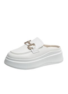 Buy Summer New Thick Soled Small White Shoes Buckle Half Drag Casual Shoes Platform Shoes in UAE