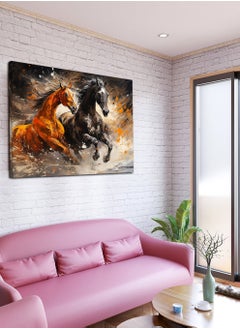 Buy Canvas Wall Art Stretched Over Wooden Frame with Couple of Horses Painting in Saudi Arabia