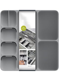 Buy Cutlery Tray With 7 Compartments Silverware Utensils Organizer With Grooved Multifunctional Kitchen Drawer Organizer Storage For Kitchen Office Bathroom Supplies (Gray) in Saudi Arabia