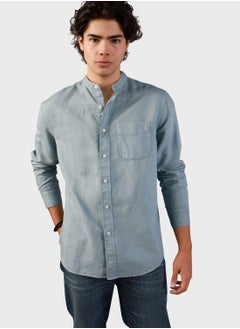 Buy Band Collar Regular Fit Shirt in Saudi Arabia